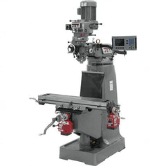 Jet - 9" Table Width x 42" Table Length, Step Pulley Control, 3 Phase Knee Milling Machine - R8 Spindle Taper, 2 hp - Americas Industrial Supply