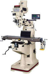 Jet - 9" Table Width x 49" Table Length, Variable Speed Pulley Control, 3 Phase Knee Milling Machine - R8 Spindle Taper, 3 hp - Americas Industrial Supply