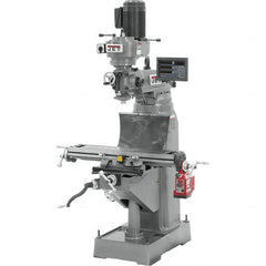 Jet - 7-7/8" Table Width x 35-3/4" Table Length, Step Pulley Control, 1 Phase Knee Milling Machine - R8 Spindle Taper, 1-1/2 hp - Americas Industrial Supply