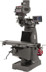 Jet - 9" Table Width x 49" Table Length, Variable Speed Pulley Control, 3 Phase Knee Milling Machine - R8 Spindle Taper - Americas Industrial Supply