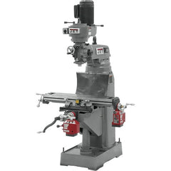 Jet - 7-7/8" Table Width x 35-3/4" Table Length, Step Pulley Control, 1 Phase Knee Milling Machine - R8 Spindle Taper, 1-1/2 hp - Americas Industrial Supply