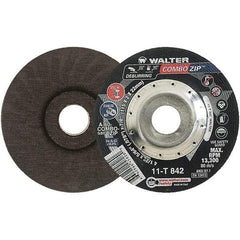 WALTER Surface Technologies - 60 Grit, 4-1/2" Wheel Diam, 5/64" Wheel Thickness, 7/8" Arbor Hole, Type 27 Depressed Center Wheel - 13,300 Max RPM - Americas Industrial Supply