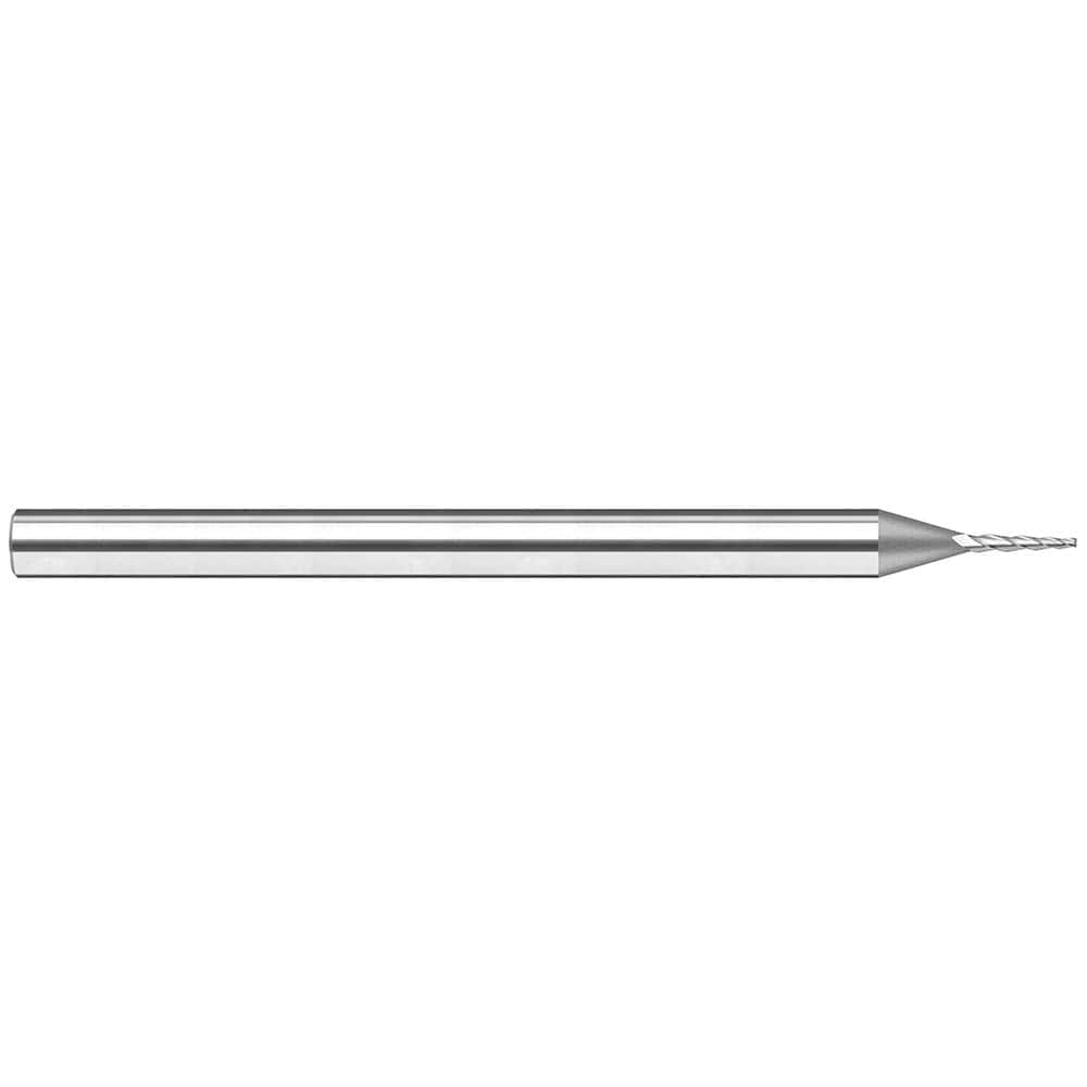 Harvey Tool - 10° per Side 0.01" Small End Diam 0.05" LOC 3-Flute Solid Carbide Tapered Square End Mill - Exact Industrial Supply