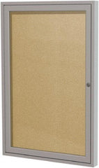 Ghent - 36" Wide x 24" High Enclosed Cork Bulletin Board - Vinyl, Caramel - Americas Industrial Supply