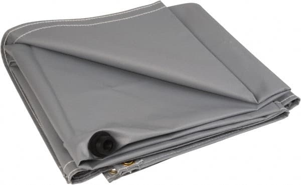 PRO-SAFE - Tarp-Shaped Heavy Duty Flame Retardant Roof Leak Diverter - 7' Long x 7' Wide x 18 mil Thick, Gray - Americas Industrial Supply