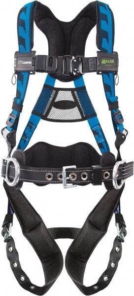 Miller - 400 Lb Capacity, Size Universal, Full Body AirCore Construction Safety Harness - Polyester, Side D-Ring, Tongue Buckle Leg Strap, Quick Connect Chest Strap - Americas Industrial Supply