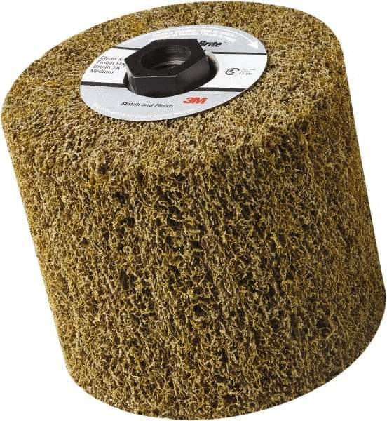 3M - 4-1/2" Diam Aluminum Oxide Hi-Strength Flap Brush - 5/8-11 Thread, 4" Wide, Density 7, Nonwoven, Coarse Grade, 3,500 Max RPM - Americas Industrial Supply