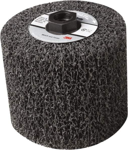 3M - 4-1/2" Diam Aluminum Oxide Match & Finish Flap Brush - 5/8-11 Thread, 4" Wide, Density 5, Nonwoven, Very Coarse Grade, 3,500 Max RPM - Americas Industrial Supply
