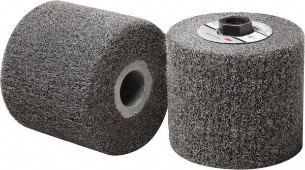 3M - 4-1/2" Diam Aluminum Oxide Match & Finish Flap Brush - 5/8-11 Thread, 4" Wide, Density 5, Nonwoven, Medium Grade, 3,500 Max RPM - Americas Industrial Supply