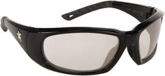 MCR Safety - Indoor/Outdoor Lenses, Framed Safety Glasses - Anti-Fog, Scratch Resistant, Black Polycarbonate/Thermoplastic Rubber Frame, Size Universal, Wrap Around - Americas Industrial Supply