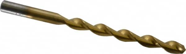 Chicago-Latrobe - 17/64" 135° High Speed Steel Jobber Drill - TiN Finish, Right Hand Cut, Parabolic Flute, Straight Shank, 4-1/8" OAL, Split Point - Americas Industrial Supply