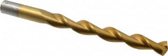 Chicago-Latrobe - 7/16" 135° High Speed Steel Jobber Drill - TiN Finish, Right Hand Cut, Parabolic Flute, Straight Shank, 5-1/2" OAL, Split Point - Americas Industrial Supply