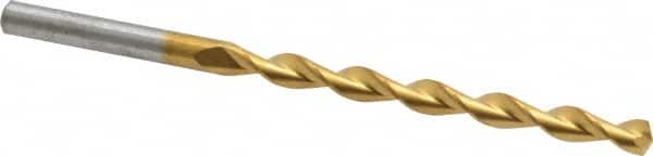 Chicago-Latrobe - #10 135° High Speed Steel Jobber Drill - TiN Finish, Right Hand Cut, Parabolic Flute, Straight Shank, 3-5/8" OAL, Split Point - Americas Industrial Supply