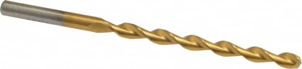 Chicago-Latrobe - #18 135° High Speed Steel Jobber Drill - TiN Finish, Right Hand Cut, Parabolic Flute, Straight Shank, 3-1/4" OAL, Split Point - Americas Industrial Supply