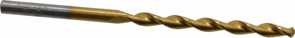 Chicago-Latrobe - #25 135° High Speed Steel Jobber Drill - TiN Finish, Right Hand Cut, Parabolic Flute, Straight Shank, 3" OAL, Split Point - Americas Industrial Supply
