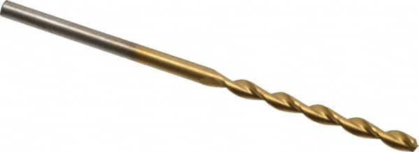 Chicago-Latrobe - #44 135° High Speed Steel Jobber Drill - TiN Finish, Right Hand Cut, Parabolic Flute, Straight Shank, 2-1/8" OAL, Split Point - Americas Industrial Supply
