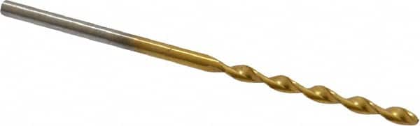 Chicago-Latrobe - #47 135° High Speed Steel Jobber Drill - TiN Finish, Right Hand Cut, Parabolic Flute, Straight Shank, 2" OAL, Split Point - Americas Industrial Supply