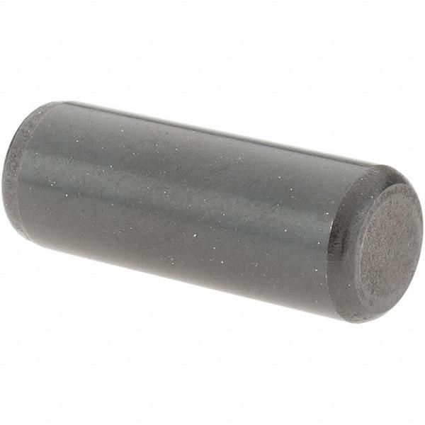 Value Collection - 3/8" Diam x 1" Pin Length Grade 8 Alloy Steel Standard Dowel Pin - Bright Finish, C 47-58 & C 60 (Surface) Hardness, 16,550 Lb (Single Shear), 33,100 Lb (Double Shear) Breaking Strength, 1 Beveled & 1 Rounded End - Americas Industrial Supply