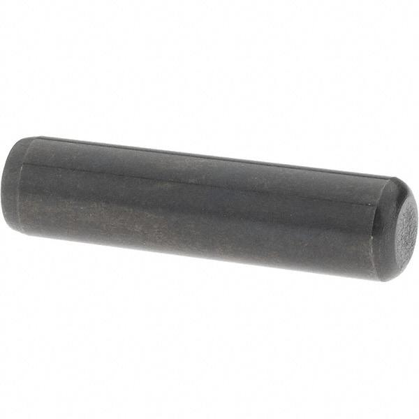 Value Collection - 1/4" Diam x 1" Pin Length Grade 8 Alloy Steel Standard Dowel Pin - Bright Finish, C 47-58 & C 60 (Surface) Hardness, 14,720 Lb (Double Shear), 7,360 Lb (Single Shear) Breaking Strength, 1 Beveled & 1 Rounded End - Americas Industrial Supply