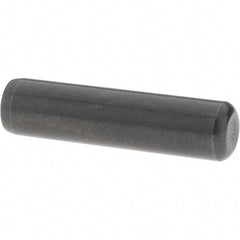 Value Collection - 1/4" Diam x 1" Pin Length Grade 8 Alloy Steel Standard Dowel Pin - Bright Finish, C 47-58 & C 60 (Surface) Hardness, 14,720 Lb (Double Shear), 7,360 Lb (Single Shear) Breaking Strength, 1 Beveled & 1 Rounded End - Americas Industrial Supply