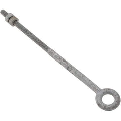 Value Collection - 500 Lb Capacity, Steel, 1/4-20 Thread, Fixed Lifting Eye Bolt - Partially Threaded, 7" Shank, No Shoulder - Americas Industrial Supply