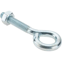 Value Collection - 1/4-20, Zinc-Plated Finish, Steel Wire Turned Eye Bolt - 1-1/4" Thread Length, 1/2" ID, 1-1/2" Shank Length - Americas Industrial Supply