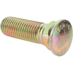 Value Collection - 7/8-9 UNC, 3" OAL, Alloy Steel Plow Bolt - Zinc Yellow Dichromate Finish, Grade 8 - Americas Industrial Supply