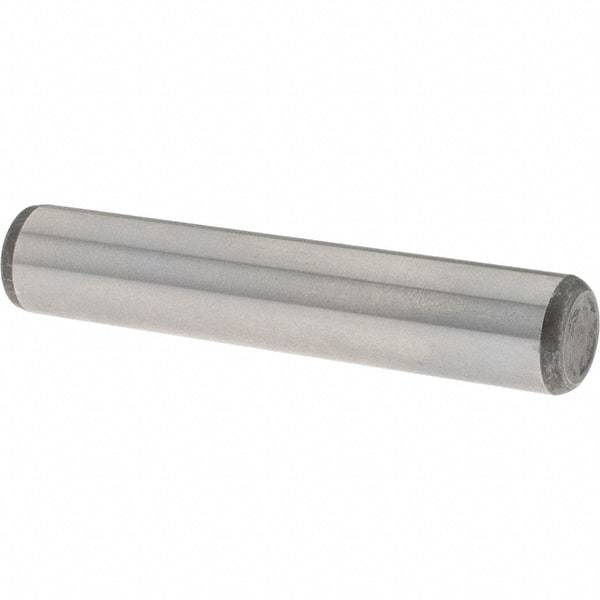 Value Collection - 3/8" Diam x 2" Pin Length Grade 8 Alloy Steel Standard Dowel Pin - C 50-58 Hardness, 28,700 Lb Breaking Strength, 1 Beveled & 1 Rounded End - Americas Industrial Supply