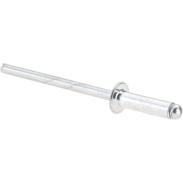 Value Collection - Size 45 Dome Head Aluminum Open End Blind Rivet - Aluminum Mandrel, 0.251" to 0.312" Grip, 1/4" Head Diam, 0.129" to 0.133" Hole Diam, 0.462" Length Under Head, 1/8" Body Diam - Americas Industrial Supply