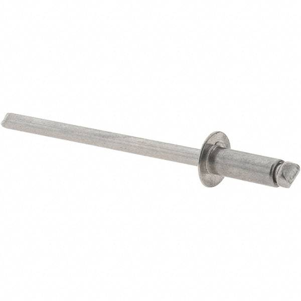 Value Collection - Size 43 Dome Head Stainless Steel Open End Blind Rivet - Stainless Steel Mandrel, 0.126" to 0.187" Grip, 1/4" Head Diam, 0.129" to 0.133" Hole Diam, 0.337" Length Under Head, 1/8" Body Diam - Americas Industrial Supply