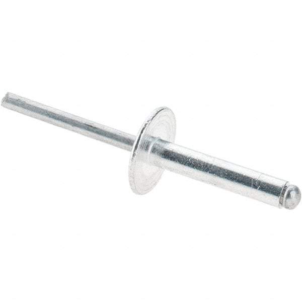 Value Collection - Size 612 Large Flange Dome Head Aluminum Open End Blind Rivet - Aluminum Mandrel, 0.626" to 3/4" Grip, 5/8" Head Diam, 0.192" to 0.196" Hole Diam, 0.95" Length Under Head, 3/16" Body Diam - Americas Industrial Supply