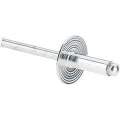 Value Collection - Size 66 Large Flange Dome Head Aluminum Open End Blind Rivet - Aluminum Mandrel, 0.251" to 3/8" Grip, 5/8" Head Diam, 0.192" to 0.196" Hole Diam, 0.575" Length Under Head, 3/16" Body Diam - Americas Industrial Supply