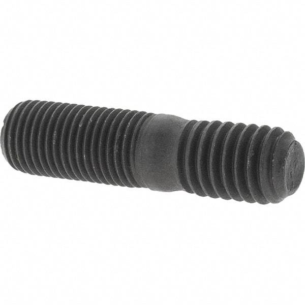 Value Collection - 3/8-24 Long Thread, 3/8-16 Short Thread, 1-1/2" OAL Unequal Double Threaded Stud - Steel, Uncoated, 3/4" Long Thread Length, 1/2" Short Thread Length - Americas Industrial Supply
