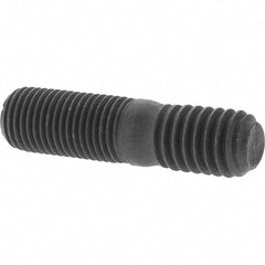 Value Collection - 3/8-24 Long Thread, 3/8-16 Short Thread, 1-1/2" OAL Unequal Double Threaded Stud - Steel, Uncoated, 3/4" Long Thread Length, 1/2" Short Thread Length - Americas Industrial Supply