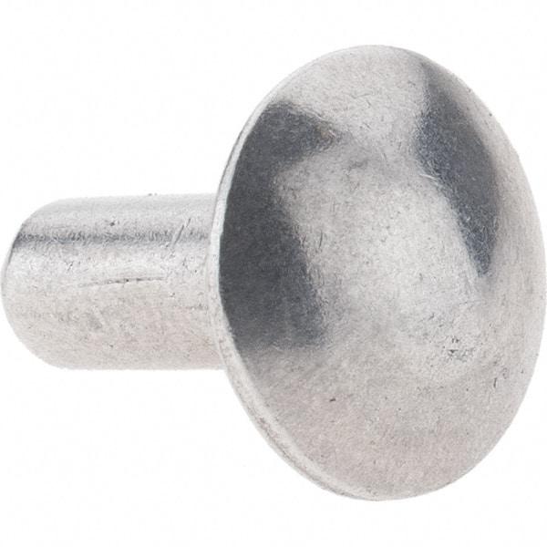 Value Collection - 3/16" Body Diam, Brazier Aluminum Solid Rivet - 1/2" Length Under Head - Americas Industrial Supply