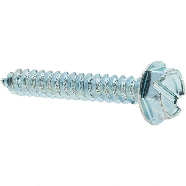 Value Collection - #10 Hex Washer Head Slotted Sheet Metal Screw - Steel, 1-1/4" Length Under Head, Grade 2 - Americas Industrial Supply