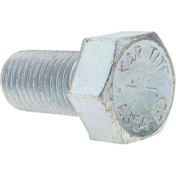 Value Collection - 1-8 UNC, 2" Length Under Head Hex Head Cap Screw - Fully Threaded, Grade 8 Alloy Steel, Zinc-Plated Finish, 1-1/2" Hex - Americas Industrial Supply