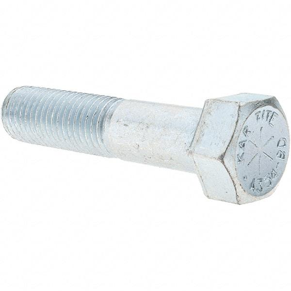 Value Collection - 7/8-9 UNC, 4" Length Under Head Hex Head Cap Screw - Partially Threaded, Grade 8 Alloy Steel, Zinc-Plated Finish, 1-5/16" Hex - Americas Industrial Supply