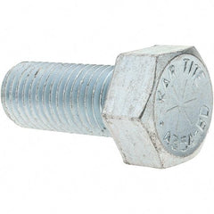 Value Collection - 7/8-9 UNC, 2" Length Under Head Hex Head Cap Screw - Fully Threaded, Grade 8 Alloy Steel, Zinc-Plated Finish, 1-5/16" Hex - Americas Industrial Supply