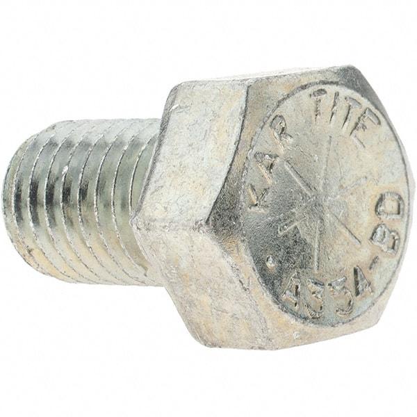 Value Collection - 5/8-11 UNC, 1" Length Under Head Hex Head Cap Screw - Fully Threaded, Grade 8 Alloy Steel, Zinc-Plated Finish, 15/16" Hex - Americas Industrial Supply