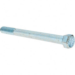 Value Collection - 7/16-14 UNC, 5" Length Under Head Hex Head Cap Screw - Partially Threaded, Grade 8 Alloy Steel, Zinc-Plated Finish, 5/8" Hex - Americas Industrial Supply