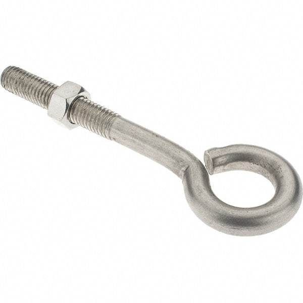 Value Collection - 1/2-13, Stainless Steel Wire Turned Open Eye Bolt - 2-1/2" Thread Length, 1" ID, 4" Shank Length - Americas Industrial Supply