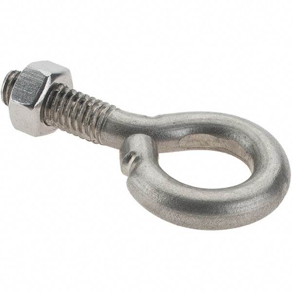 Value Collection - 5/16-18, Stainless Steel Wire Turned Open Eye Bolt - 7/8" Thread Length, 5/8" ID, 1" Shank Length - Americas Industrial Supply