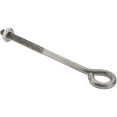 Value Collection - #10-24, Stainless Steel Wire Turned Open Eye Bolt - 1-1/2" Thread Length, 3/8" ID, 3" Shank Length - Americas Industrial Supply