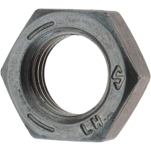 Value Collection - 3/8-24 UNF Steel Left Hand Hex Jam Nut - 9/16" Across Flats, 0.2188" High, Zinc Clear Finish - Americas Industrial Supply