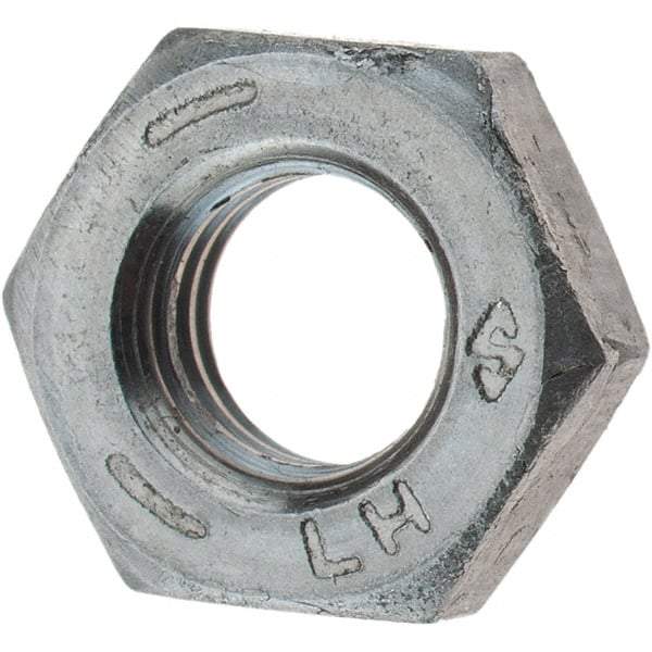 Value Collection - 1/4-28 UNF Steel Left Hand Hex Jam Nut - 7/16" Across Flats, 0.1562" High, Zinc Clear Finish - Americas Industrial Supply