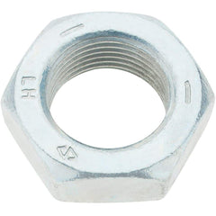 Made in USA - 1-14 UNF Steel Left Hand Hex Jam Nut - 1-1/2" Across Flats, 0.5469" High, Zinc Clear Finish - Americas Industrial Supply