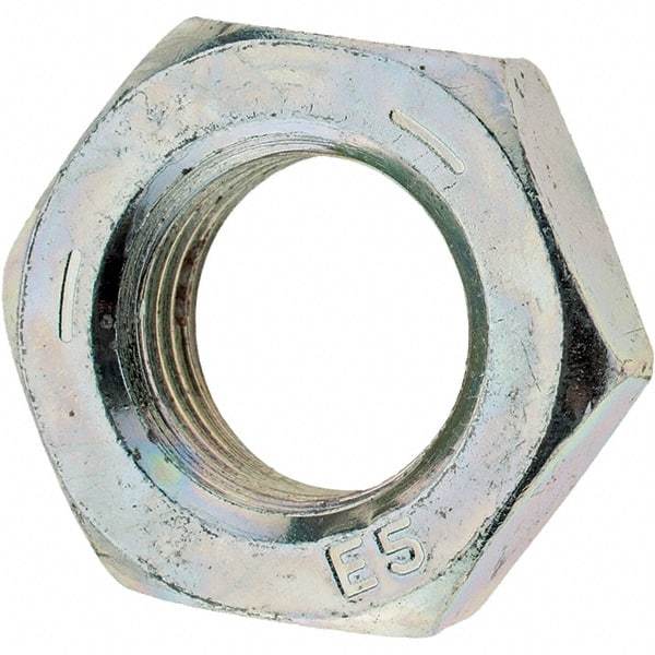 Value Collection - 9/16-18 UNF Steel Left Hand Hex Jam Nut - 7/8" Across Flats, 5/16" High, Zinc Clear Finish - Americas Industrial Supply