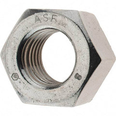 Value Collection - 7/8-9 UNC Stainless Steel Right Hand Heavy Hex Nut - 1-7/16" Across Flats, 55/64" High - Americas Industrial Supply