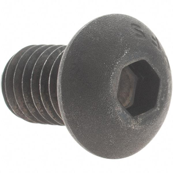 Value Collection - 3/8-16 UNC Hex Socket Drive, Button Screw - Alloy Steel, Black Oxide Finish, Fully Threaded, 5/8" Length Under Head - Americas Industrial Supply